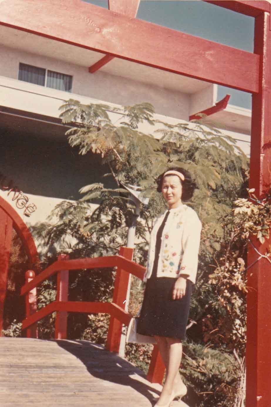 Lillian in front of the Golden Star Restaurant