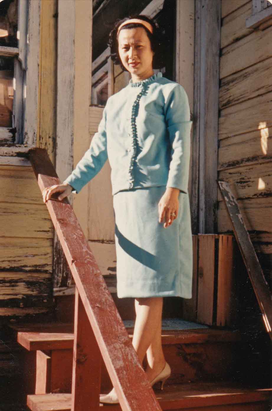 Lillian on the steps of the Elm Street House